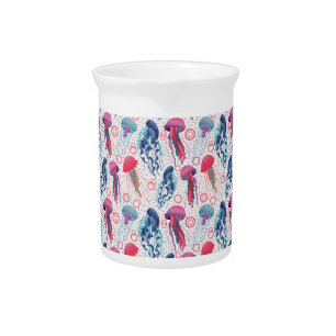Colorful Jelly fishes Beverage Pitcher