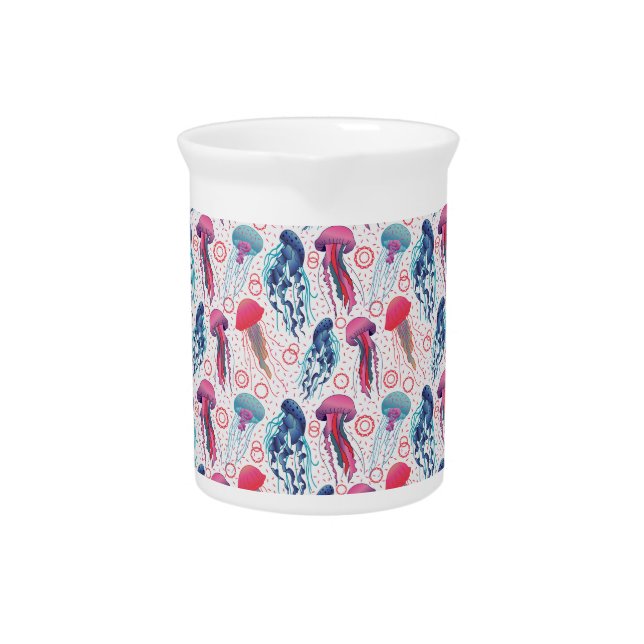 Colorful Jelly fishes Beverage Pitcher (Front)