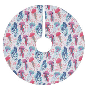 Colorful Jelly fishes Brushed Polyester Tree Skirt