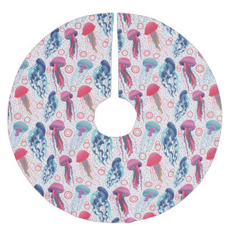 Colorful Jelly fishes Brushed Polyester Tree Skirt