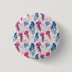 Colorful Jelly fishes Button