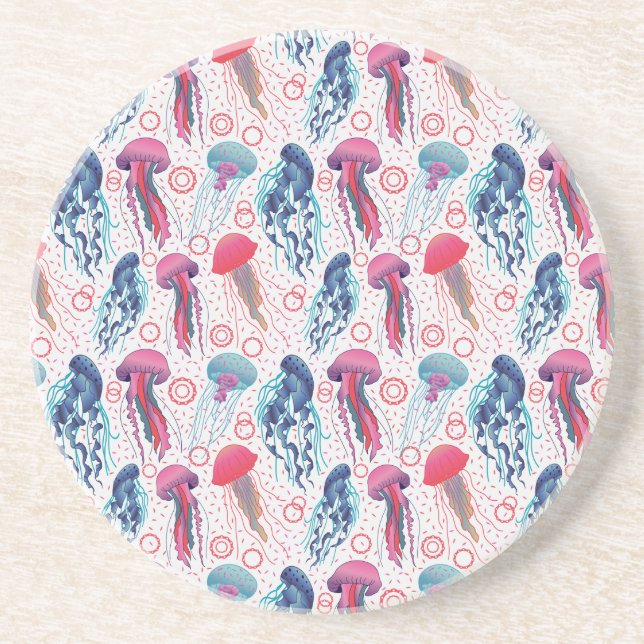 Colorful Jelly fishes Coaster (Front)