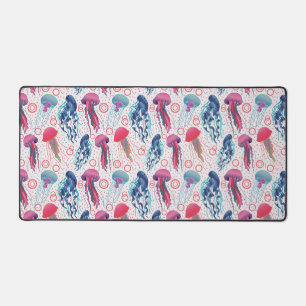 Colorful Jelly fishes Desk Mat