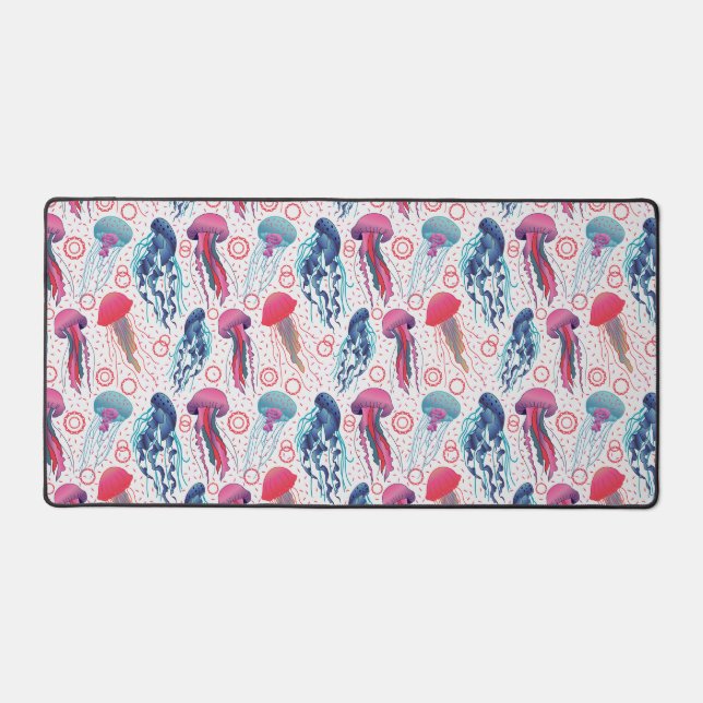 Colorful Jelly fishes Desk Mat (Front)