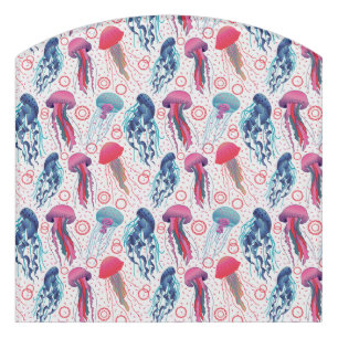 Colorful Jelly fishes Door Sign