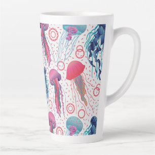 Colorful Jelly fishes Latte Mug