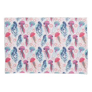 Colorful Jelly fishes Pillow Case