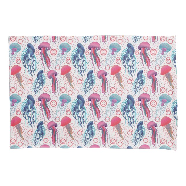 Colorful Jelly fishes Pillow Case (Front)