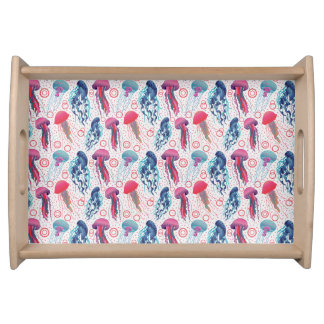 Colorful Jelly fishes Serving Tray