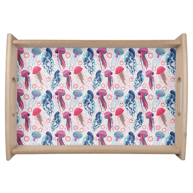 Colorful Jelly fishes Serving Tray (Front)