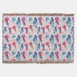 Colorful Jelly fishes Throw Blanket