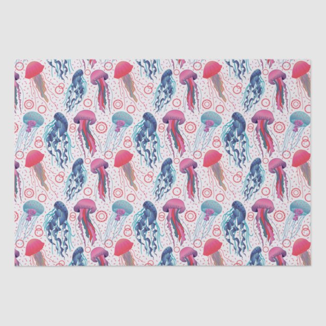 Colorful Jelly fishes Tissue Paper (Front)