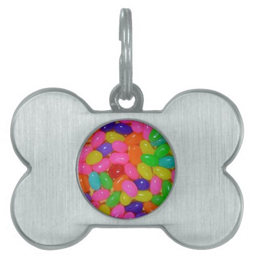 Colorful jellybean candy pet name tag