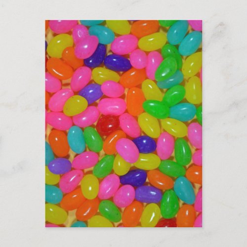 Colorful jellybean candy postcard