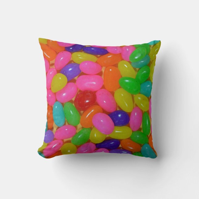 Colorful jellybean candy throw pillow (Front)