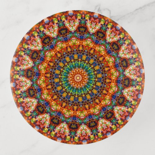 Colorful Jellybean Easter Mandala Art Trinket Tray