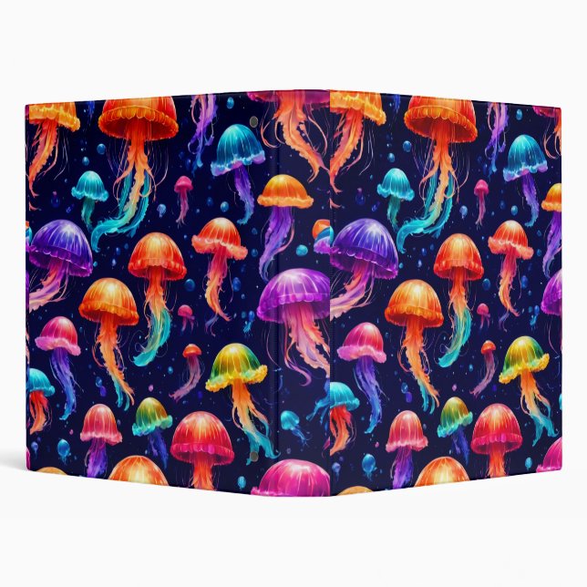 Colorful Jellyfish  3 Ring Binder (Background)