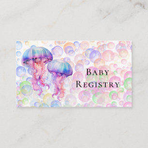 Colorful Jellyfish and Bubbles Girl Baby Registry Enclosure Card