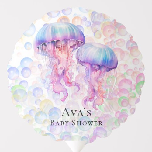 Colorful Jellyfish and Bubbles Girl Baby Shower Balloon
