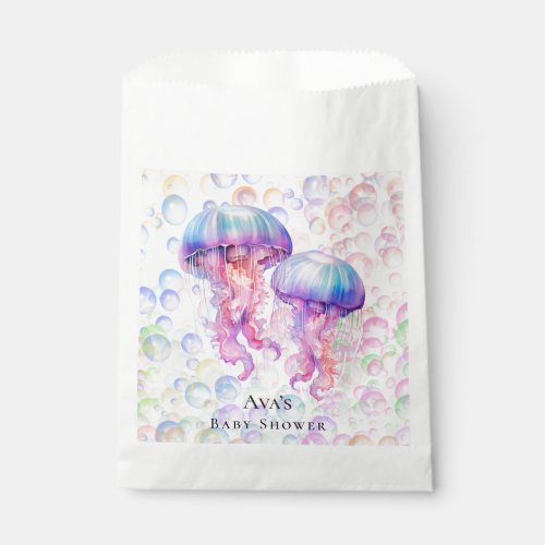 Colorful Jellyfish and Bubbles Girl Baby Shower Favor Bag