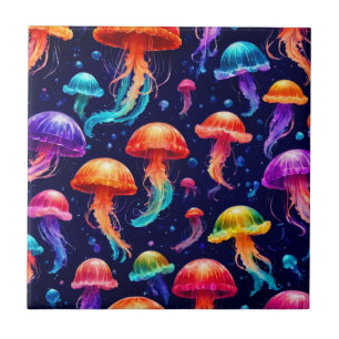 Colorful Jellyfish Ceramic Tile