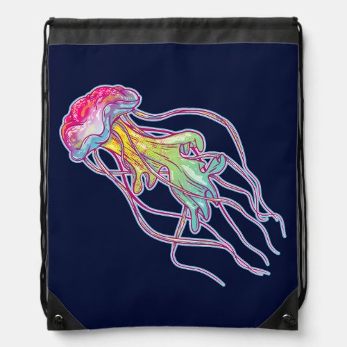 Colorful Jellyfish Drawstring Bag