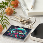 Colorful Jellyfish Illustration With Kiss Me Text  Keychain
