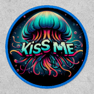Colorful Jellyfish Illustration With Kiss Me Text Patch