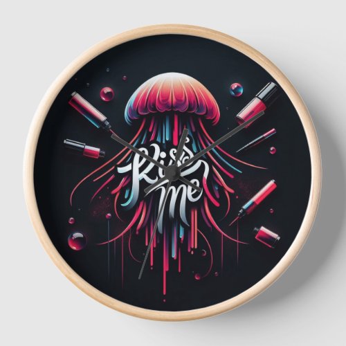 Colorful Jellyfish Illustration With Vibrant Typog Clock