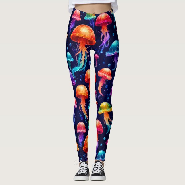Colorful Jellyfish  Leggings (Front)