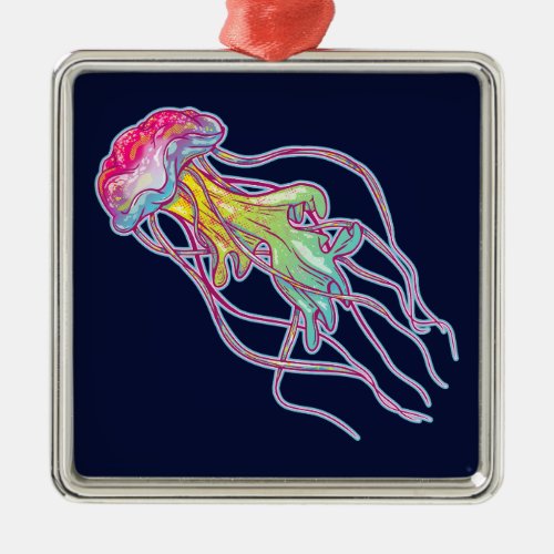 Colorful Jellyfish Metal Ornament