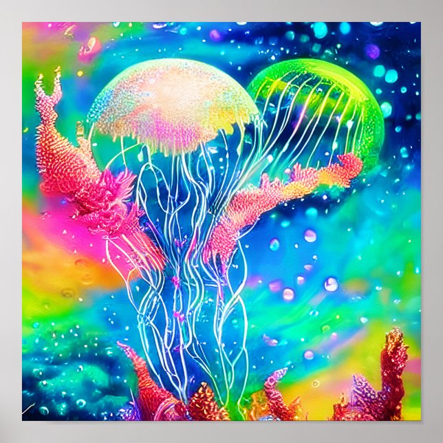 Colorful Jellyfish   Poster (Front)