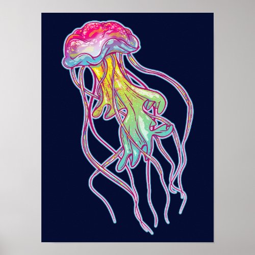 Colorful Jellyfish Poster