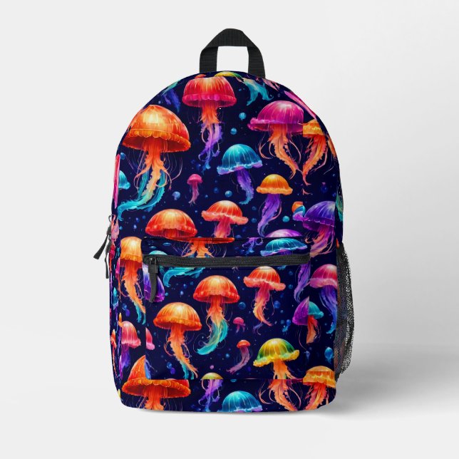 Colorful Jellyfish  Printed Backpack (Front)