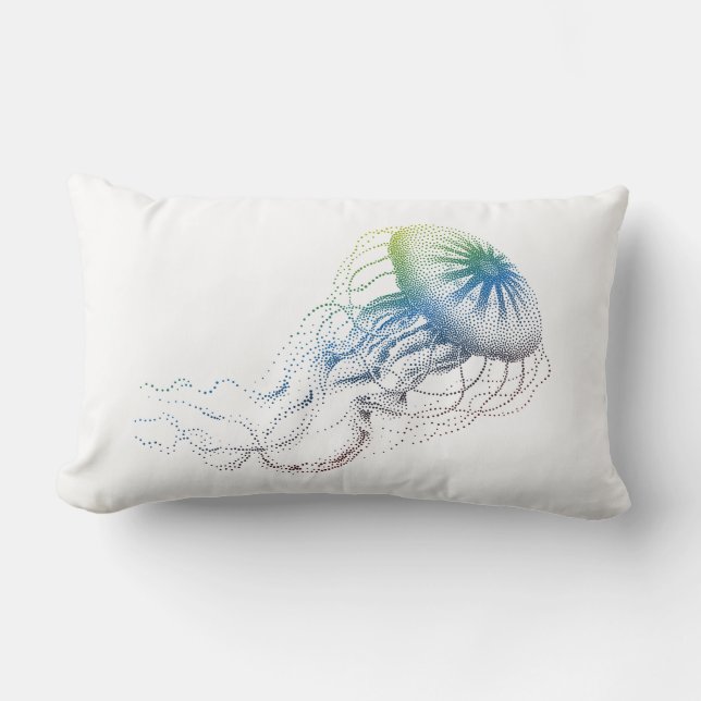 colorful jellyfish silhouette lumbar pillow (Front)