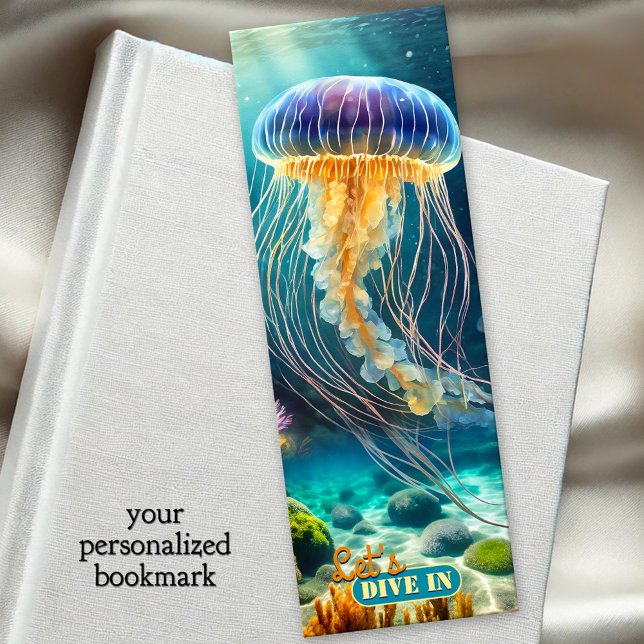 Colorful Jellyfish Summer Ocean Dive Bookmarks (Bookmark featuring a colorful underwater scene with a jellyfish)