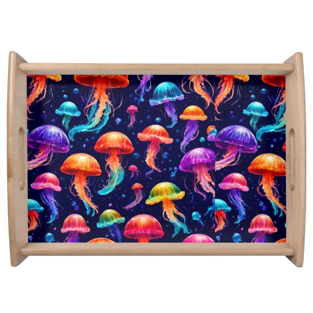Colorful Jellyfish Table Serving Tray (Front)