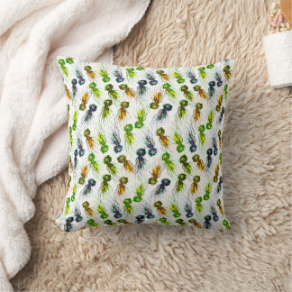 Colorful jellyfish watercolor ocean throw pillow