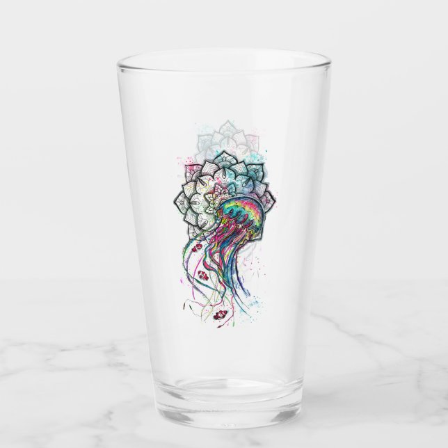 Colorful Jellyfish With Mandella Glass (Front)