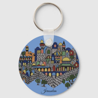 Colorful Jerusalem Ceramic Keychain