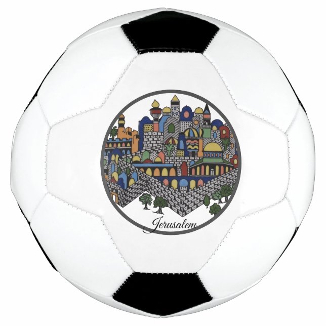 Colorful Jerusalem Ceramic Soccer Ball (Front)