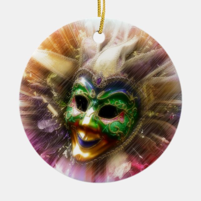 Colorful Jester Ceramic Ornament (Front)
