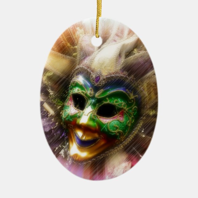 Colorful Jester Ceramic Ornament (Front)