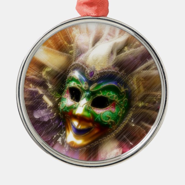 Colorful Jester Metal Ornament (Front)
