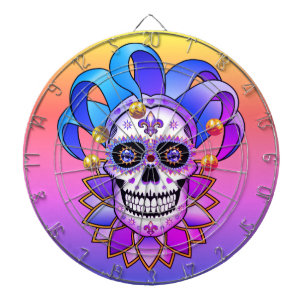 Colorful Jester Skull Dart Board