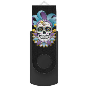 Colorful Jester Skull Flash Drive