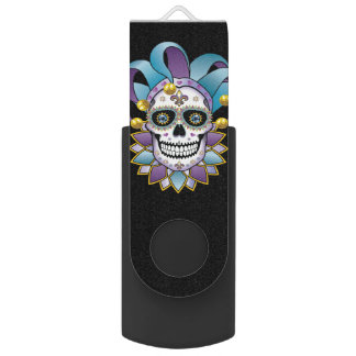 Colorful Jester Skull Flash Drive