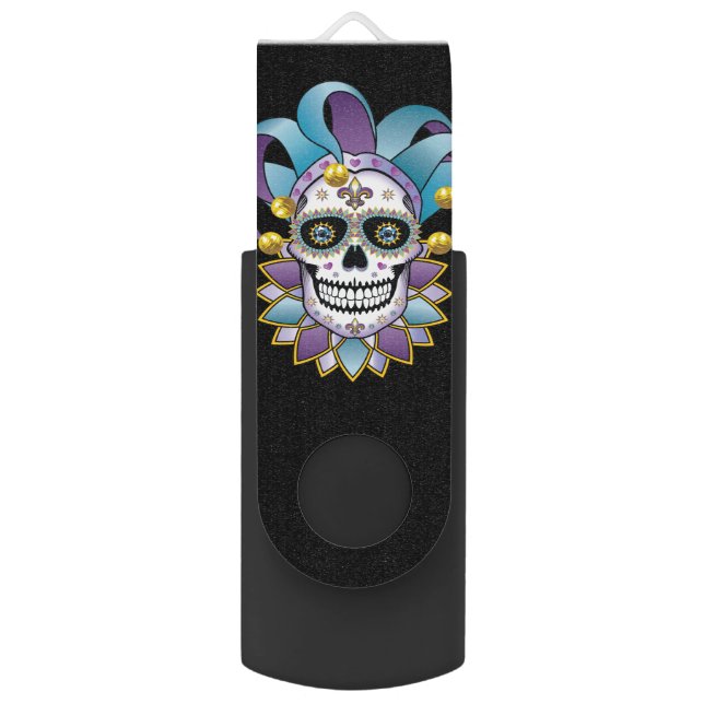 Colorful Jester Skull Flash Drive (Front Vertical)