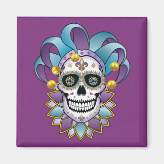 Colorful Jester Skull Magnet