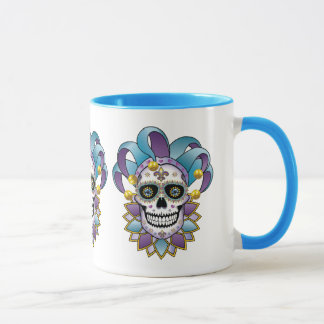 Colorful Jester Skull Mug